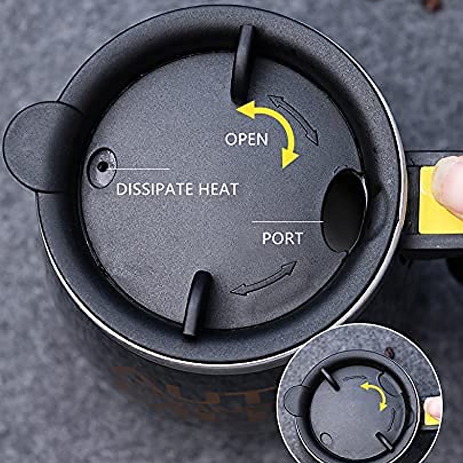 Self Stirring Mug With Lid used in all kinds of household and official places for serving drinks, coffee, any types of beverages etc. (1 Pc / 400 ML) Self Stirring Mug With Lid used in all kinds of household and official places for serving drinks, coffee, any types of beverages etc. (1 Pc / 400 ML)